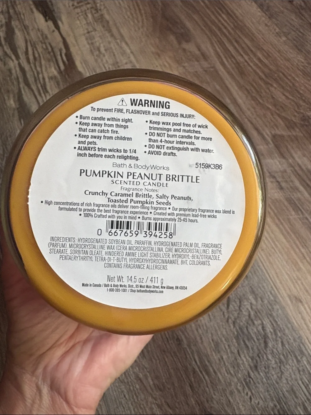 🆕 🎃 🥜🍁 BBW Pumpkin Peanut Brittle 3-Wick Candle